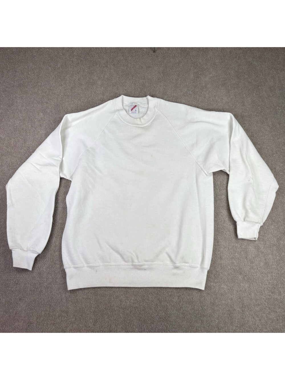 Vintage Jerzees White Blank Crewneck Sweatshirt Made in USA Large Y2K 90s